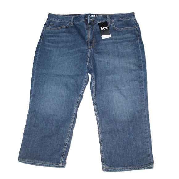 Womens Denim Capri Size 20 Mid Rise Lee Denim Blue Jeans New Pants - Picture 1 of 6